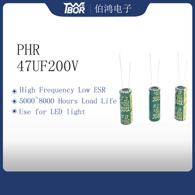 Tụ điện cao tần ISO14001 47UF 200V 5000 giờ Tuổi thọ