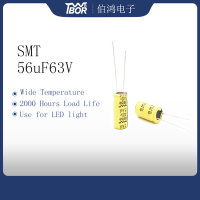 Tụ điện ánh sáng LED 56UF 63V 8X12MM Nhiệt độ rộng ISO9001