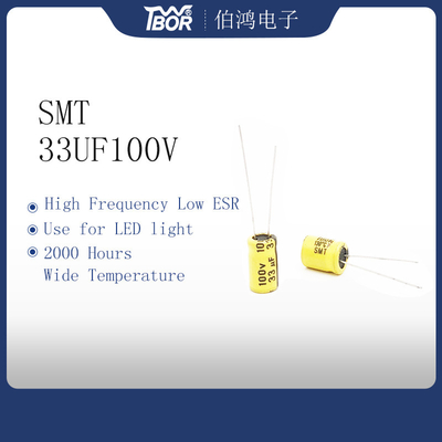 Tụ điện nhiệt độ cao nhôm điện phân màu vàng 33UF100V