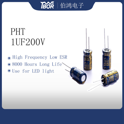 Tụ điện nhôm ESR thấp 1UF200V 6.3x11mm 8000 giờ