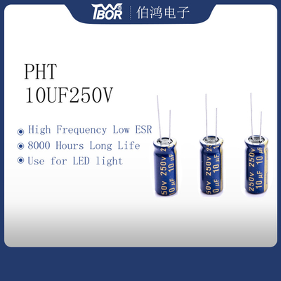 Tụ điện nhôm ESR thấp 10uf250v 8x16mm