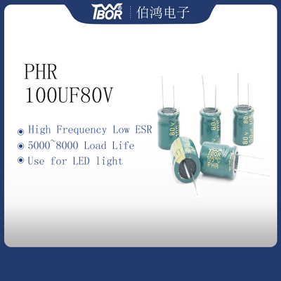 5000 giờ Tụ điện ánh sáng LED 100UF80V 10X20MM ISO14001