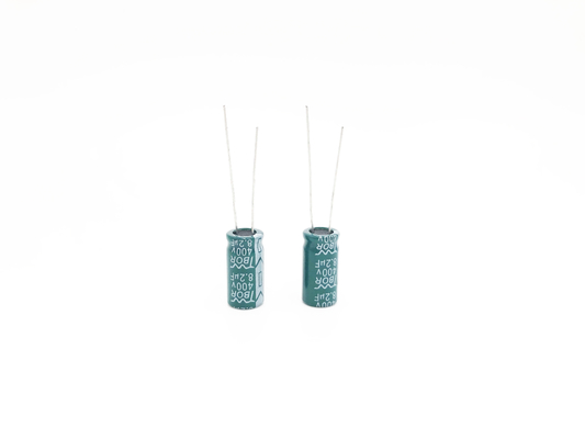 Tụ điện điện phân xuyên tâm màu xanh lá cây 8.2UF400V 10X20mm TW BOR