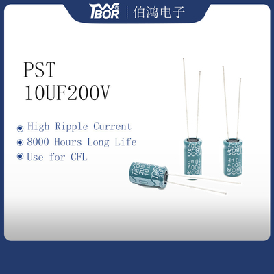 Tụ điện điện phân nhôm xuyên tâm ISO9001 8X16MM 10UF200V