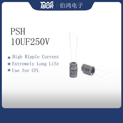 CFL Tụ điện nhôm ESR thấp 10UF 250V Dung sai 20%
