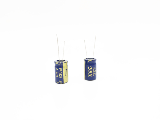 Tụ điện nhôm 330UF 80V màu xanh lam 13X20mm 10000 giờ Tuổi thọ cao